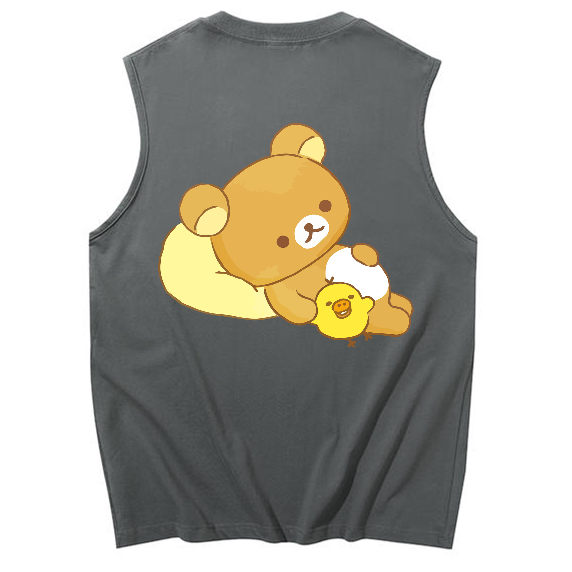 （画像用） リラックマ リラックマ キイロイトリ Rilakkuma Korilakkuma Kiiroitori コットン100％タンクトップ（背面プリント）